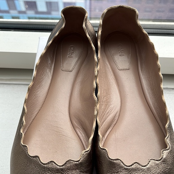 Chloé Lauren Scalloped Ballerina Flats - Pewter - Picture 3 of 8